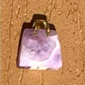 🆕DREAM AMETHYST GENUINE NATURAL STONE QUARTZ CARVED PURSE BAG TOTE CHARM #1